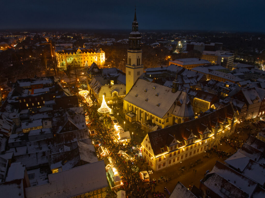 Celle Christmas Market drone shot c Celle Tourismus